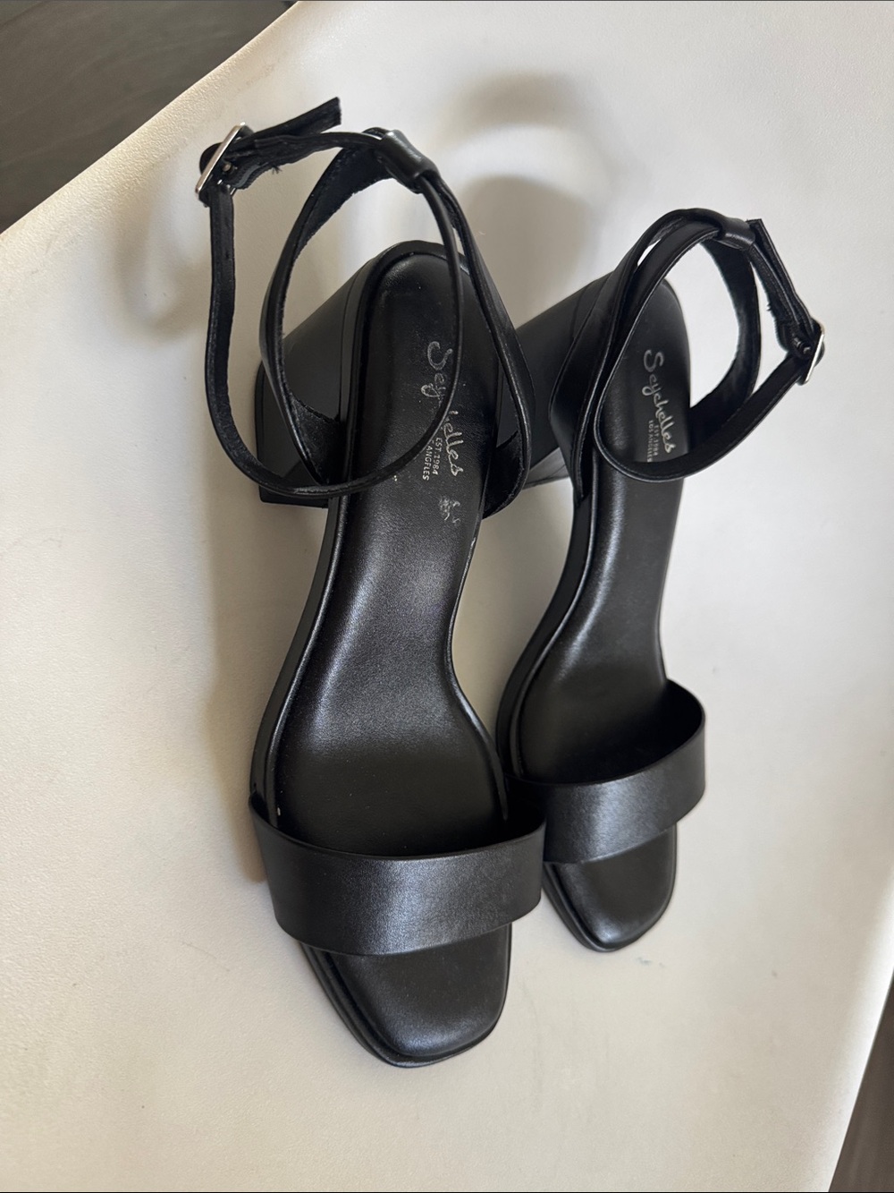 Seychelles Black Ankle-Strap Block Heel Sandals